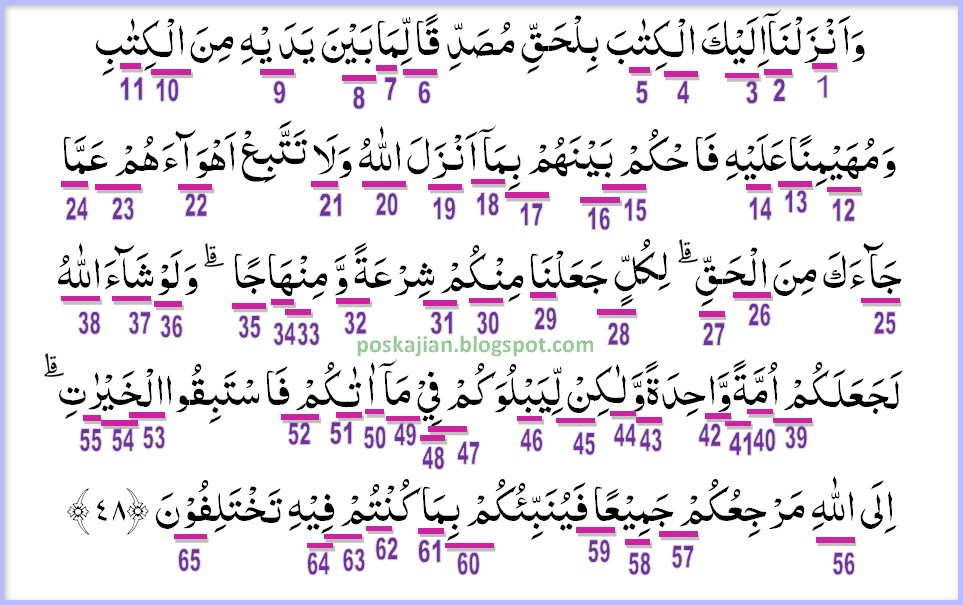 Detail Bacaan Latin Surat Al Maidah Ayat 48 Nomer 16