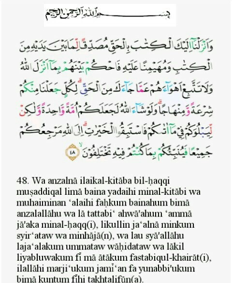 Detail Bacaan Latin Surat Al Maidah Ayat 48 Nomer 18