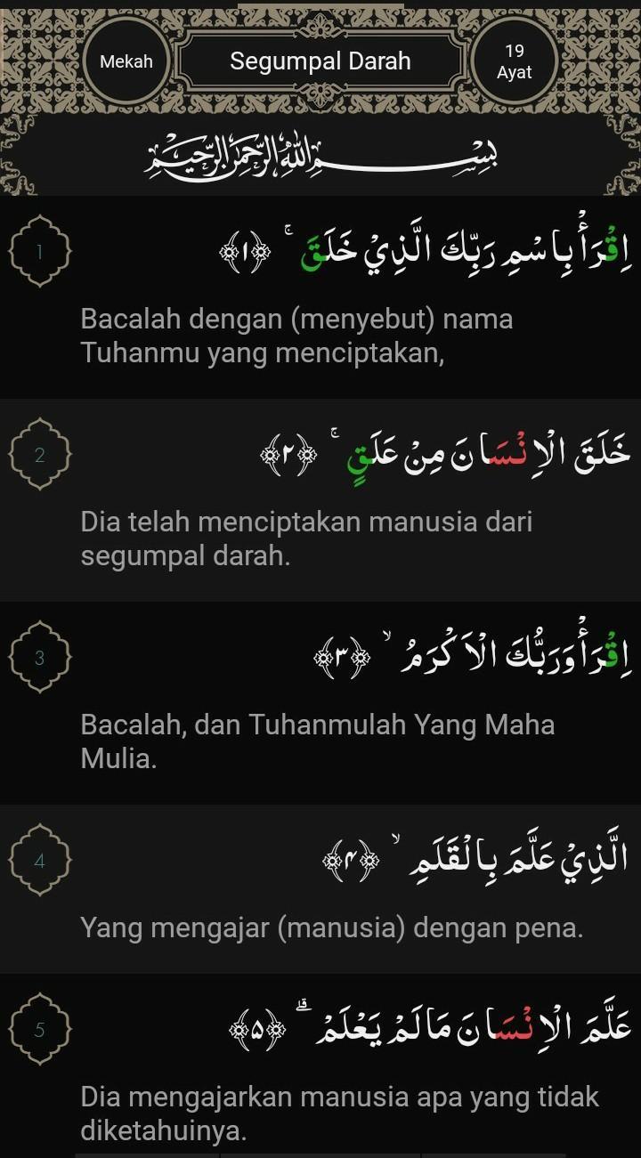 Detail Bacaan Surat Al Alaq Ayat 1 5 Nomer 32