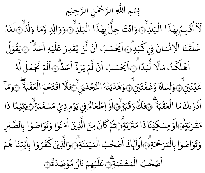 Detail Bacaan Surat Al Balad Nomer 6