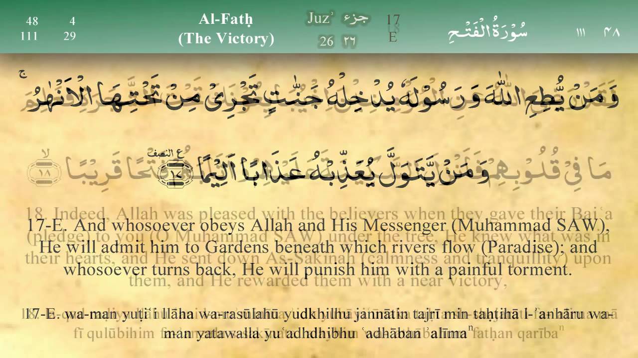 Detail Bacaan Surat Al Fath Nomer 4