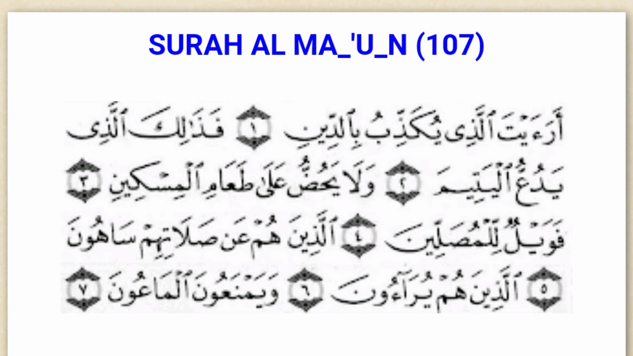 Detail Bacaan Surat Al Ma Un Nomer 15