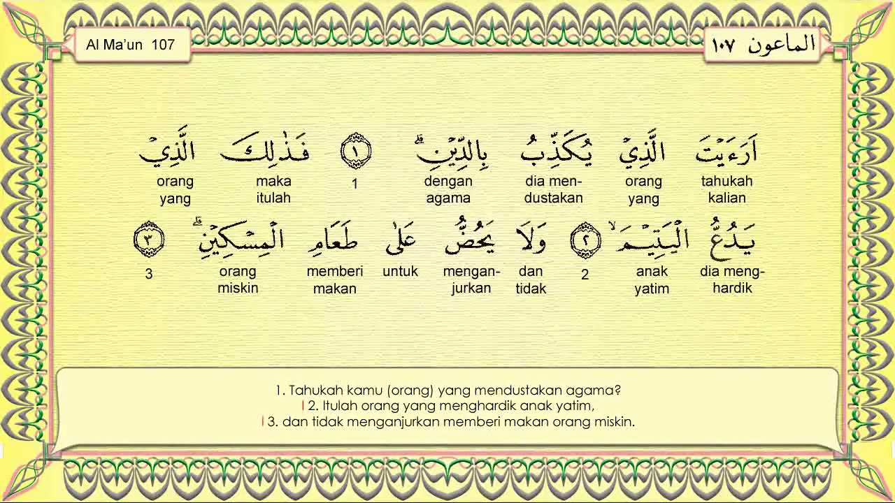 Detail Bacaan Surat Al Ma Un Nomer 28