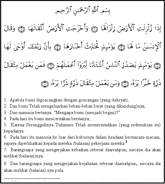 Detail Bacaan Surat Al Zalzalah Nomer 26