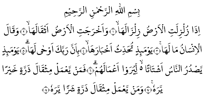 Detail Bacaan Surat Al Zalzalah Nomer 8