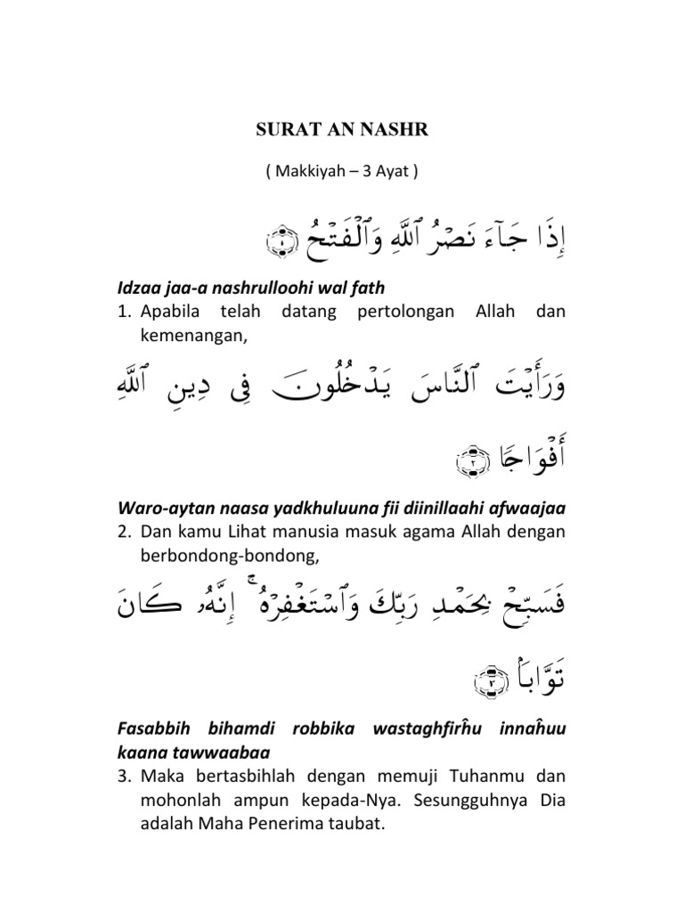 Detail Bacaan Surat An Nashr Nomer 14