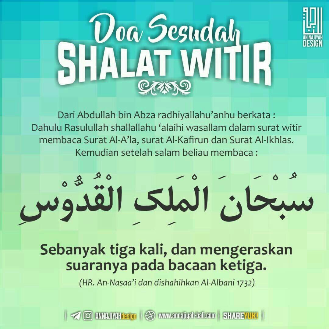 Detail Bacaan Surat Dalam Shalat Witir Nomer 24