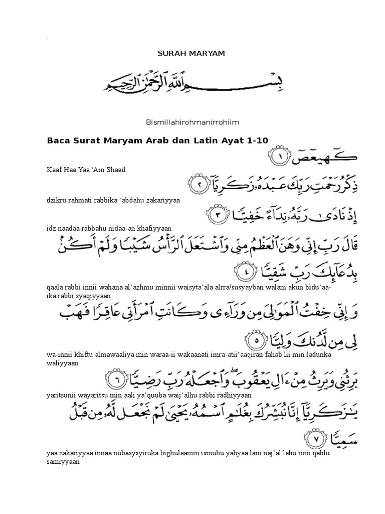 Detail Bacaan Surat Maryam 1 11 Nomer 9