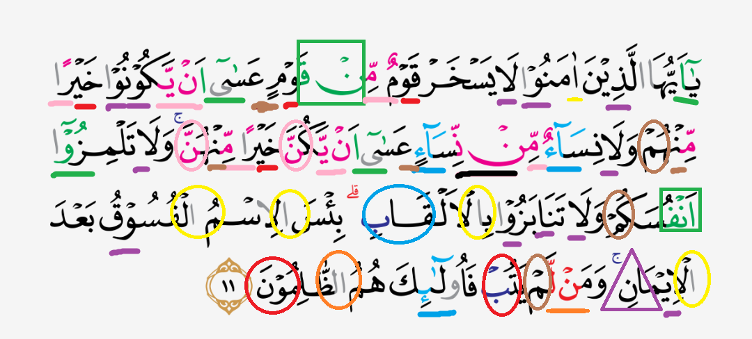 Detail Bacaan Tajwid Surat Al Hujurat Ayat 10 Nomer 21