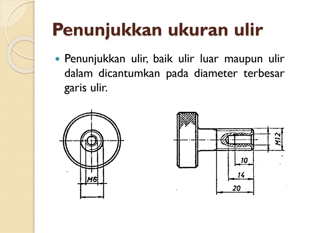 Detail Diameter Dalam Ulir Digambar Dengan Nomer 17