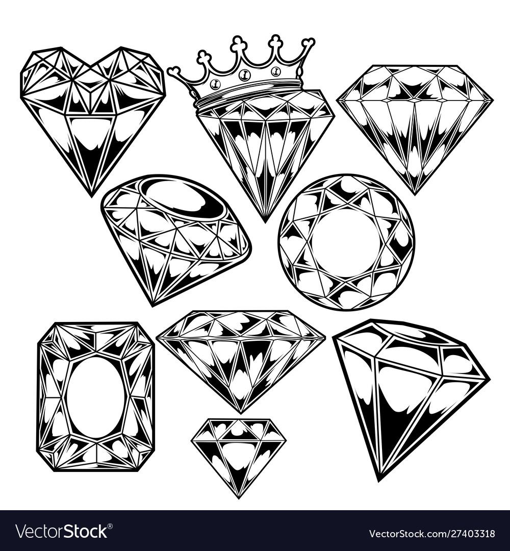 Detail Diamond Clipart Black And White Nomer 19