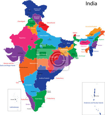 Indien Politische Karte - KibrisPDR