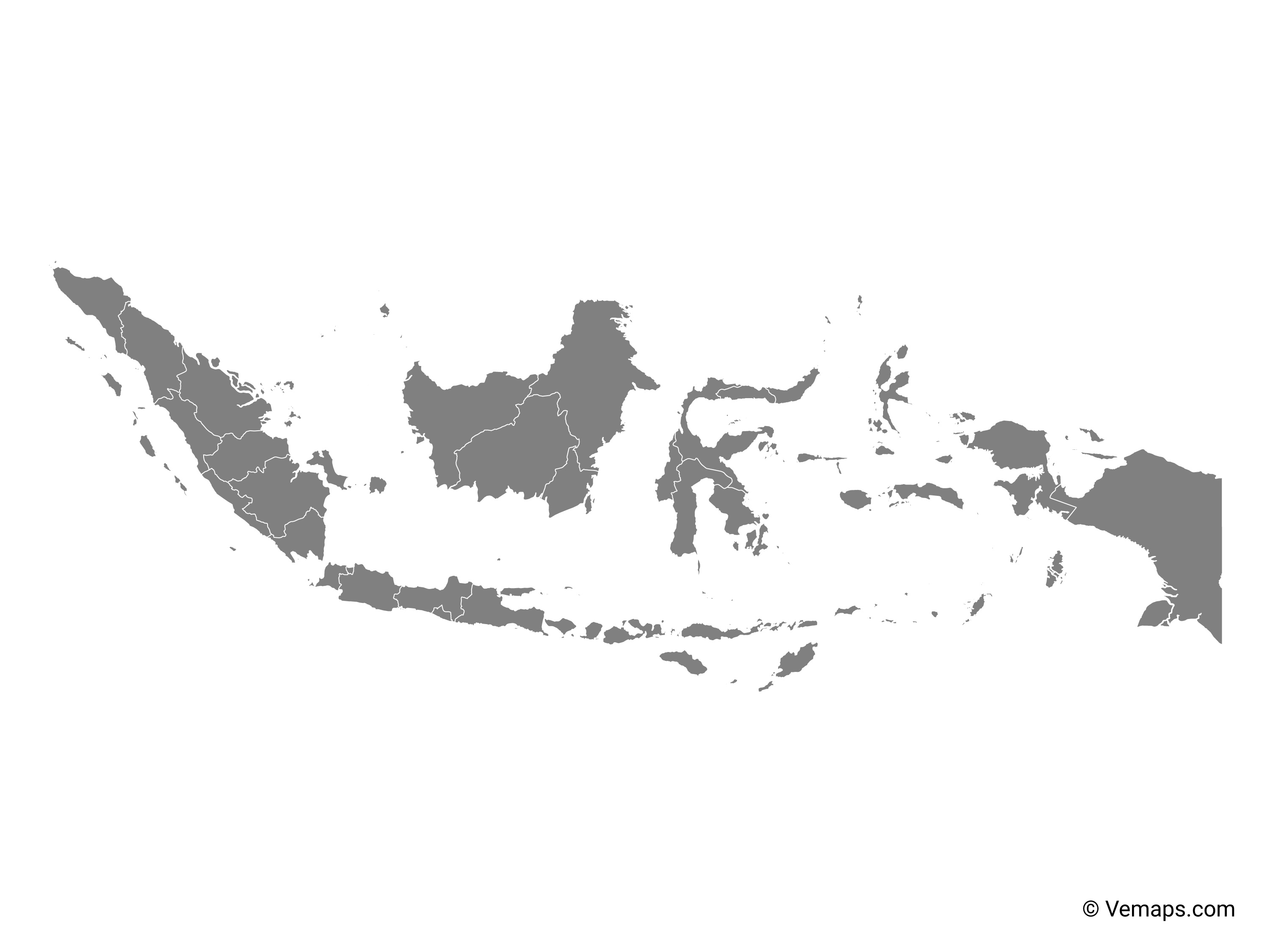 Grey Map Of Indonesia With Provinces | Free Vector Maps