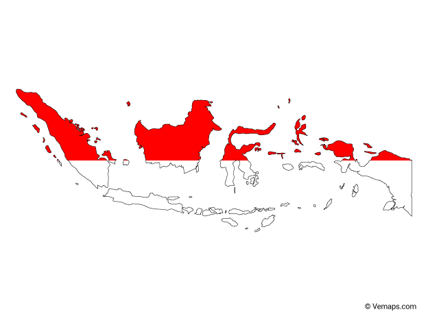 Flag Map Of Indonesia | Free Vector Maps | Map Vector, Simple Background Images, Red And White Wallpaper