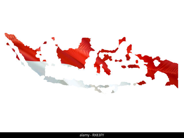 Map On Indonesia Waving Flag. 3D Rendering Indonesia Map And Waving Flag On Asia Map. The National Symbol Of Indonesia. Indonesia Flag On Asia Backgro Stock Photo - Alamy