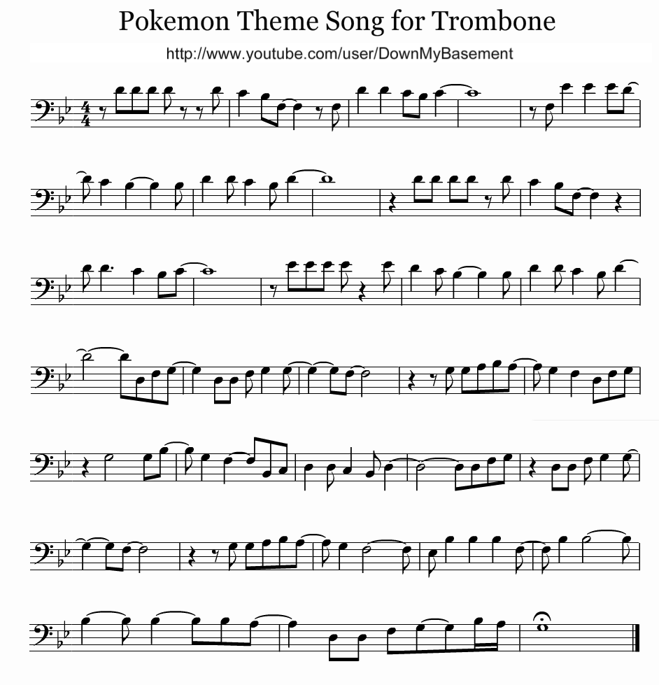 Pokemon Trombone Sheet Music - KibrisPDR