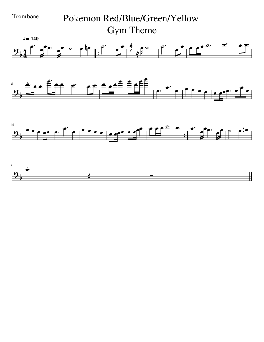 Detail Pokemon Trombone Sheet Music Nomer 7