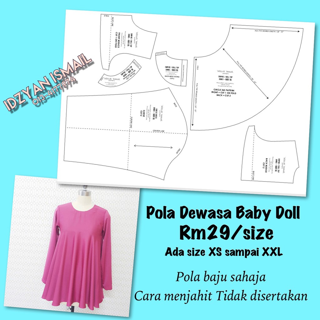 Detail Pola Baby Doll Nomer 30