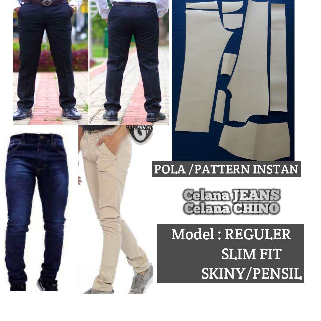 Detail Pola Celana Jeans Nomer 46