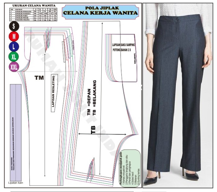 Detail Pola Celana Jeans Nomer 47