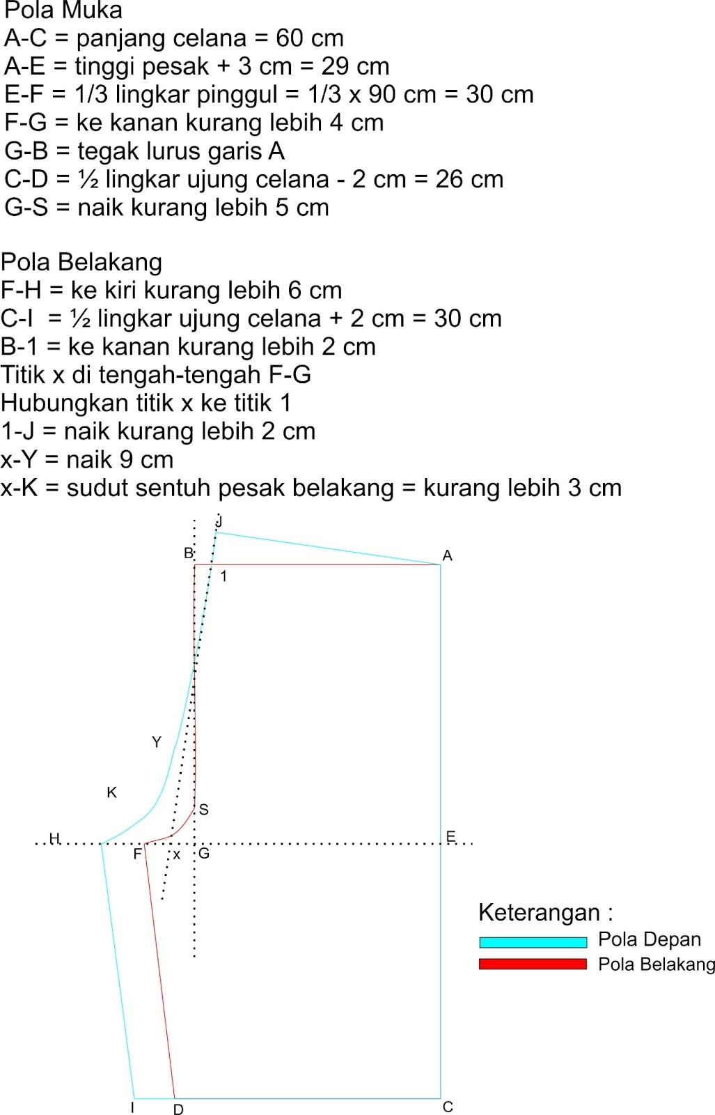 Detail Pola Celana Piyama Nomer 3