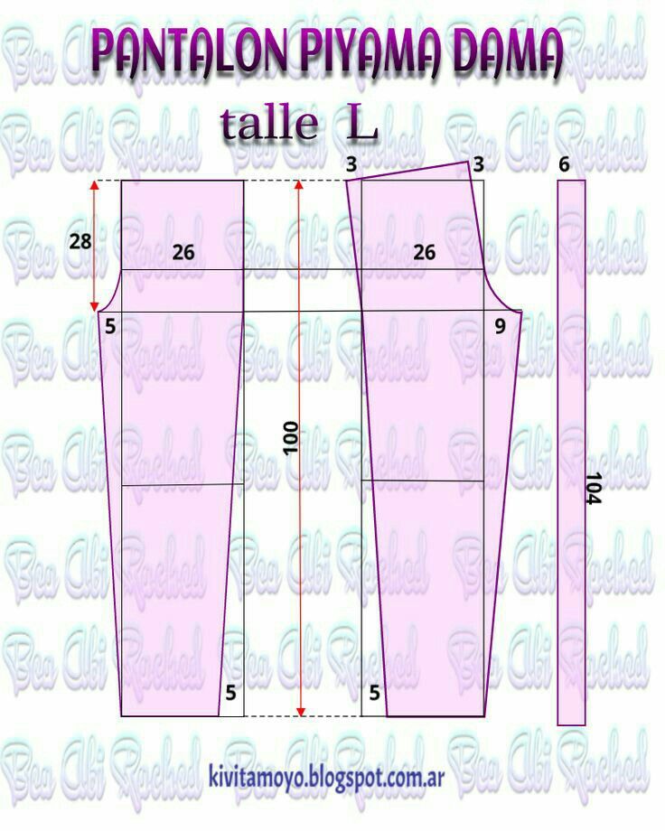 Detail Pola Celana Piyama Nomer 28