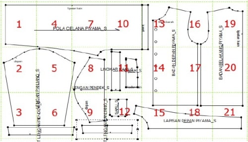 Detail Pola Celana Piyama Nomer 41