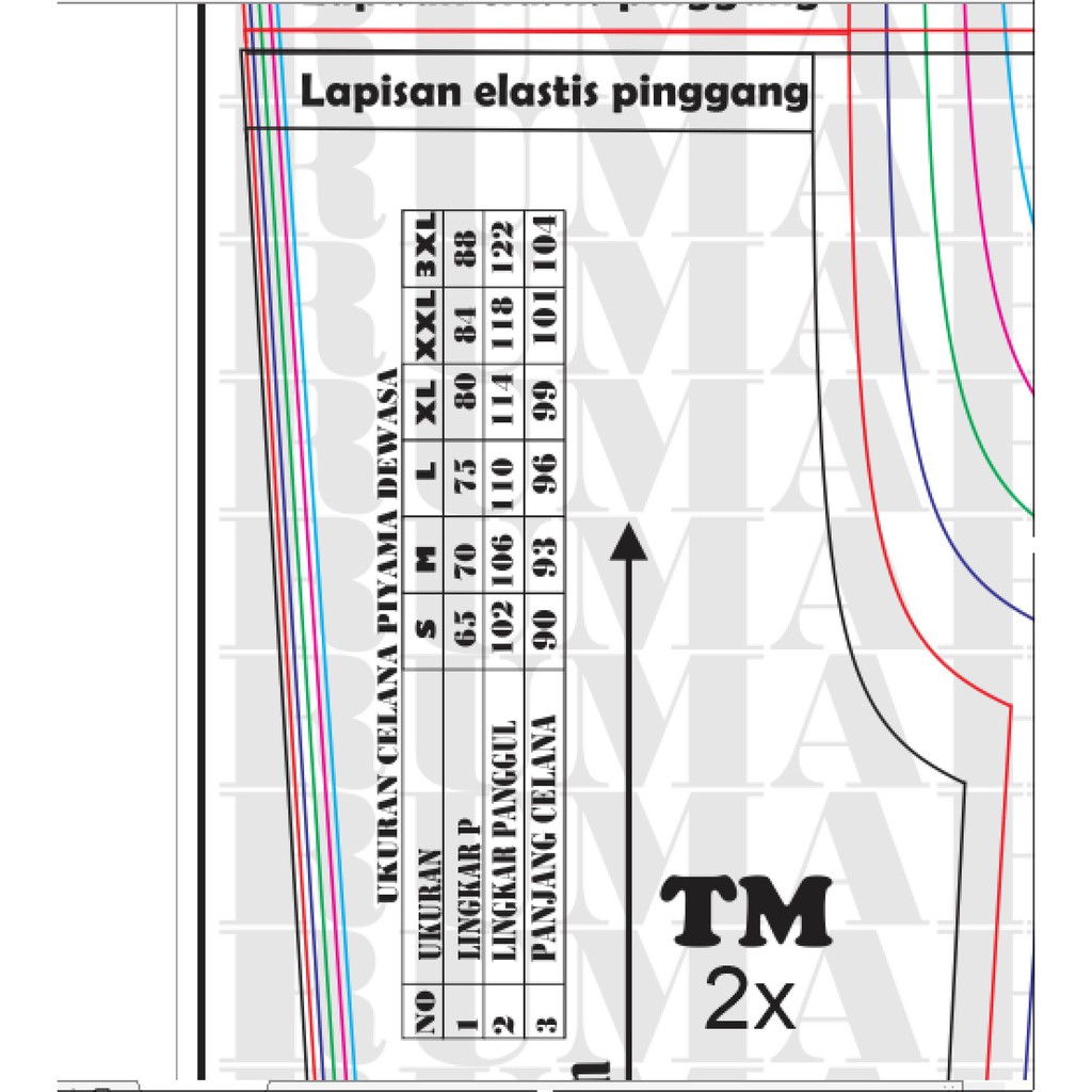 Detail Pola Celana Piyama Nomer 43