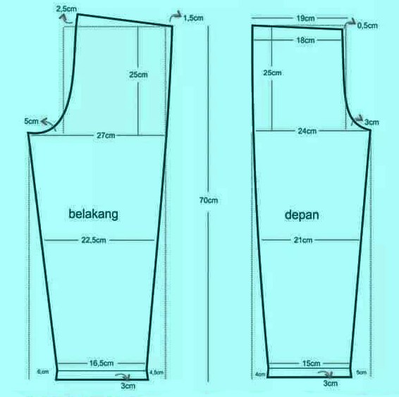 Detail Pola Celana Piyama Nomer 6