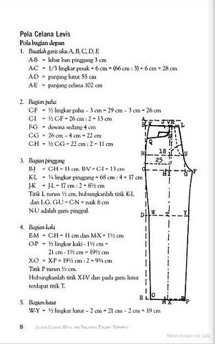 Detail Pola Celana Piyama Nomer 46