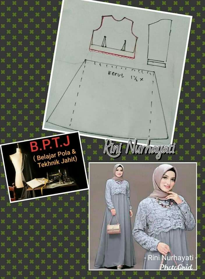 Detail Pola Gamis Kimono Nomer 18