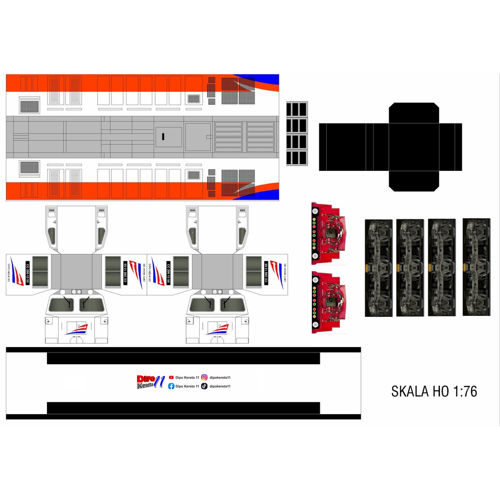 Detail Pola Kereta Api Kertas Nomer 20