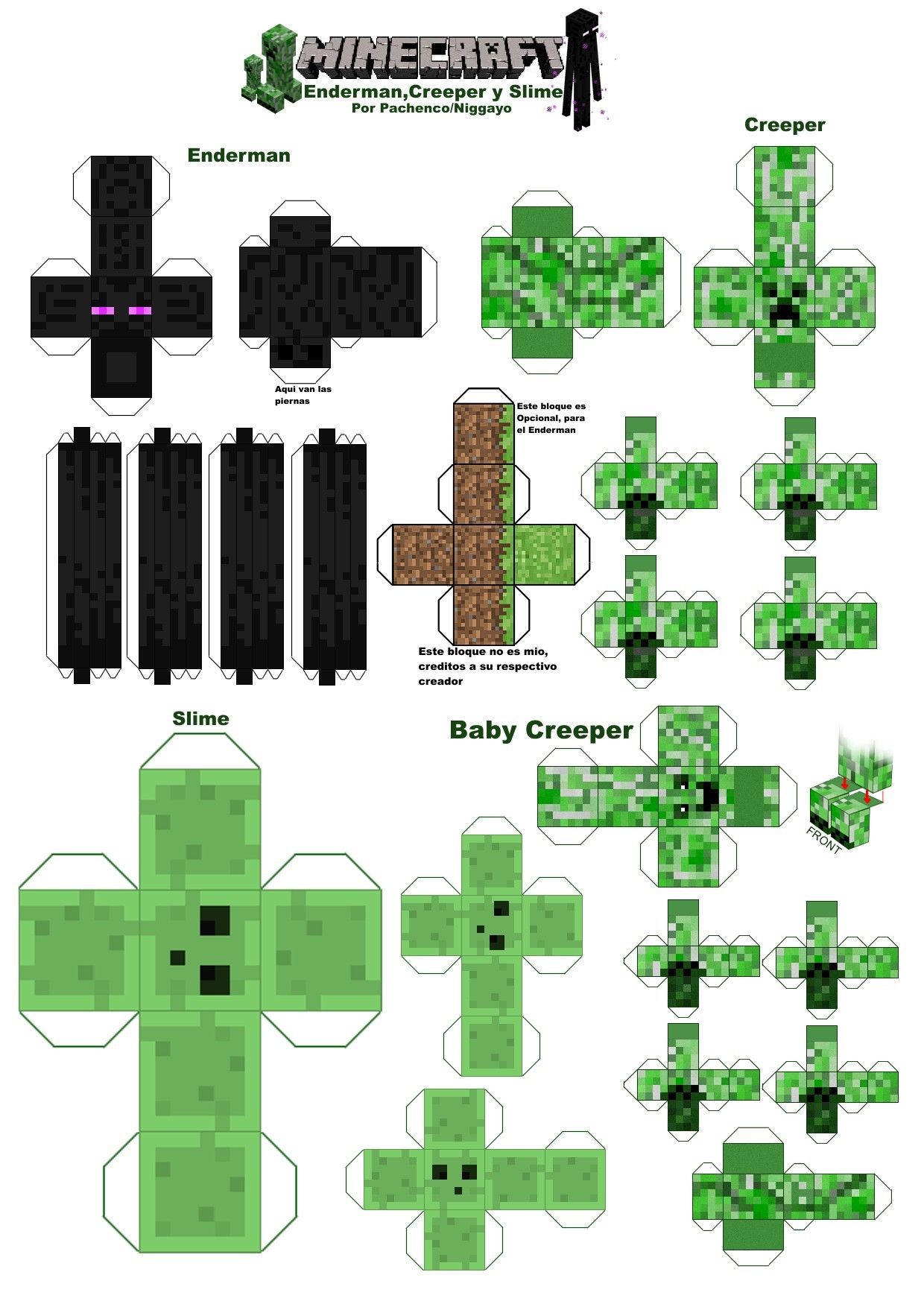 Detail Pola Papercraft Minecraft Nomer 11