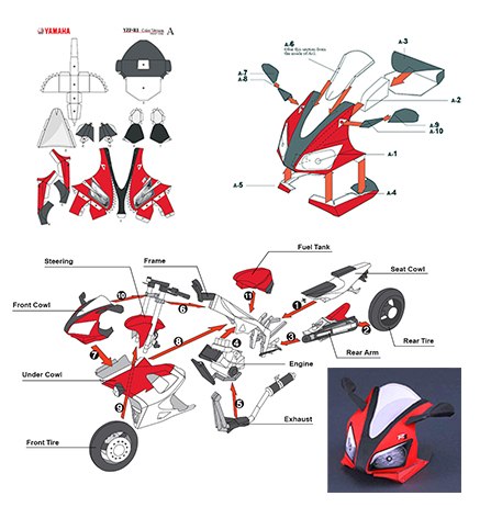 Detail Pola Papercraft Motor Nomer 13