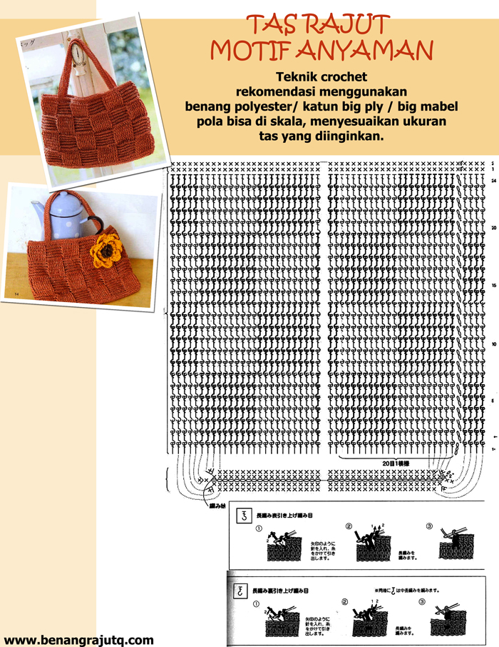 Detail Pola Tas Rajut Gratis Nomer 8