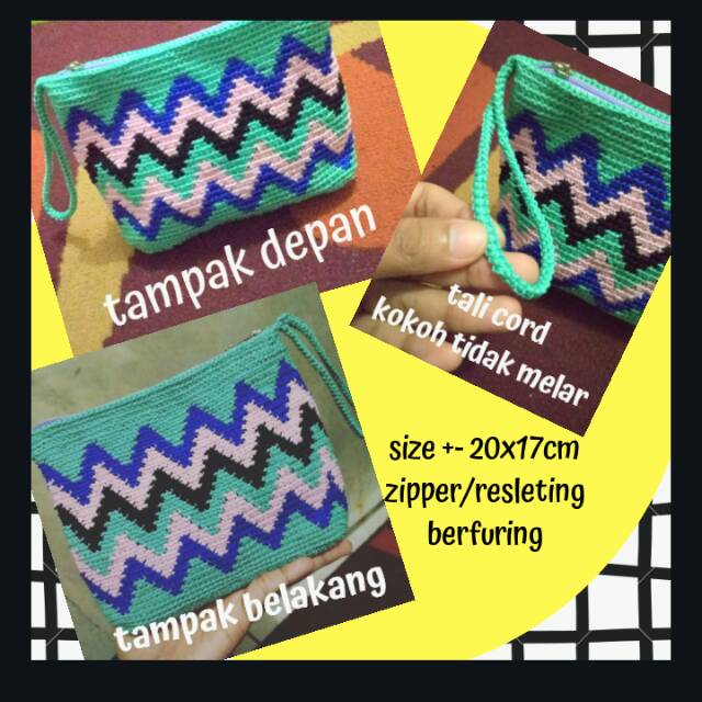 Detail Pola Tas Rajut Motif Zigzag Nomer 14