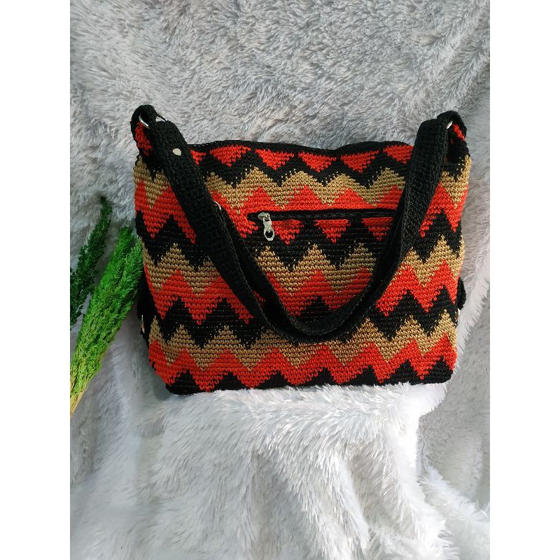 Detail Pola Tas Rajut Motif Zigzag Nomer 36