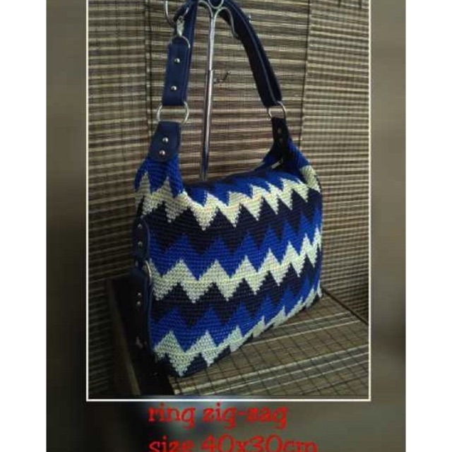 Detail Pola Tas Rajut Motif Zigzag Nomer 41