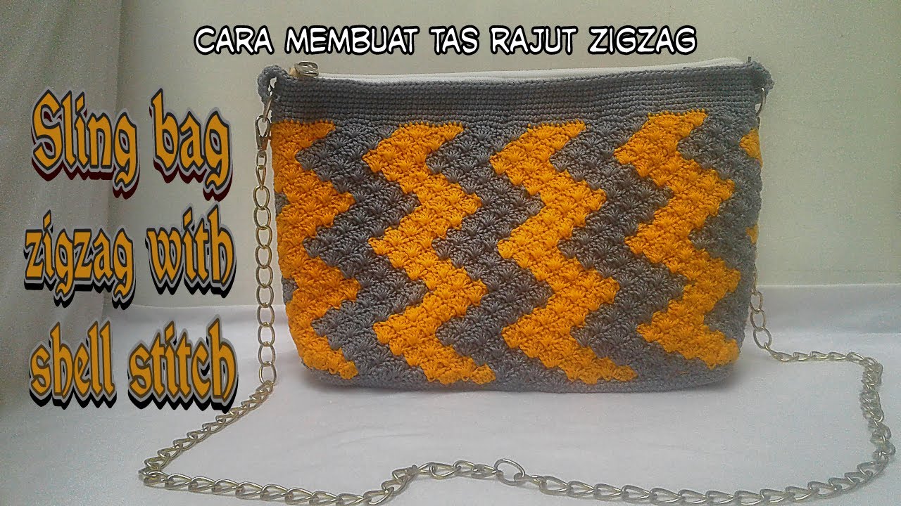 Detail Pola Tas Rajut Motif Zigzag Nomer 8