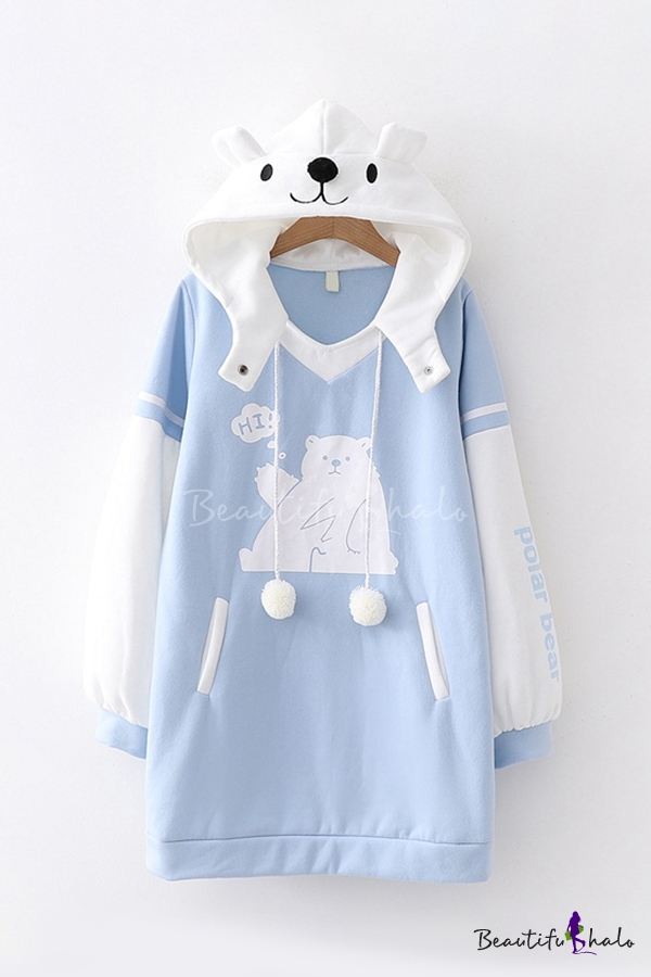 Detail Polar Bear Hoodie With Ears Nomer 2