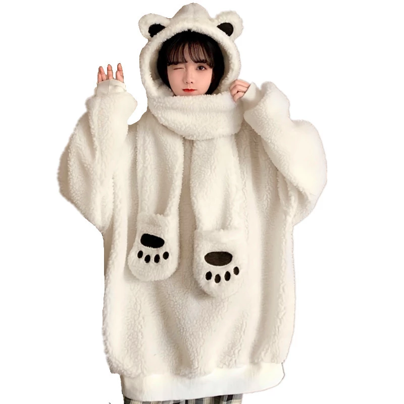 Detail Polar Bear Hoodie With Ears Nomer 12