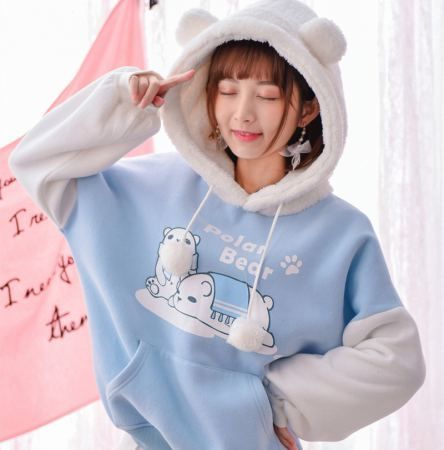 Detail Polar Bear Hoodie With Ears Nomer 4