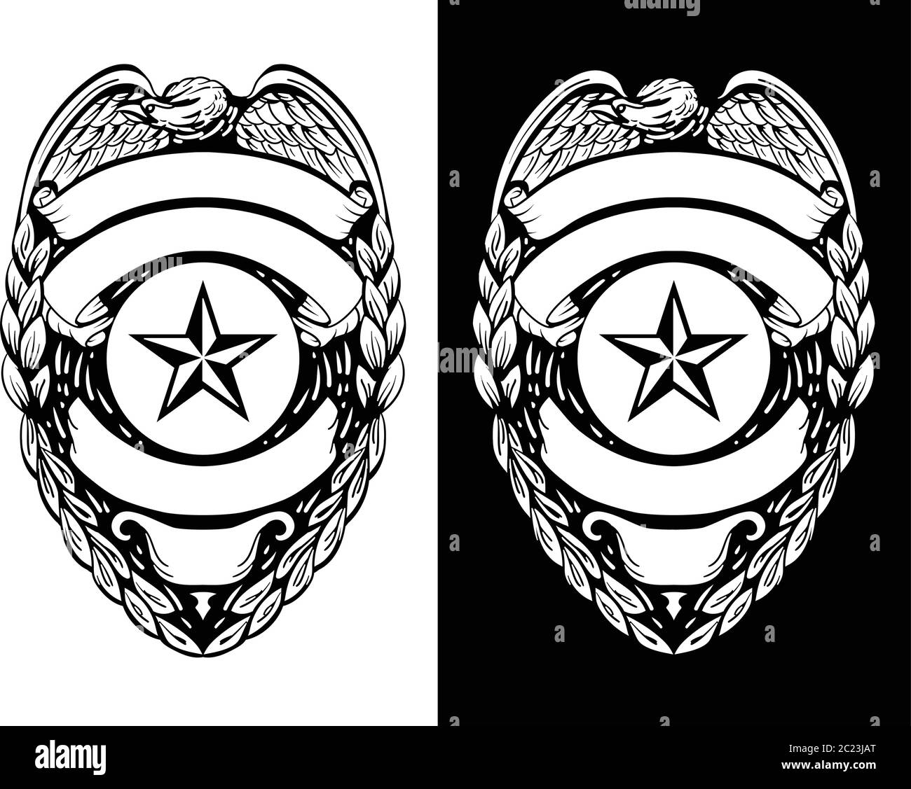 Detail Police Badge Clipart Black And White Nomer 23