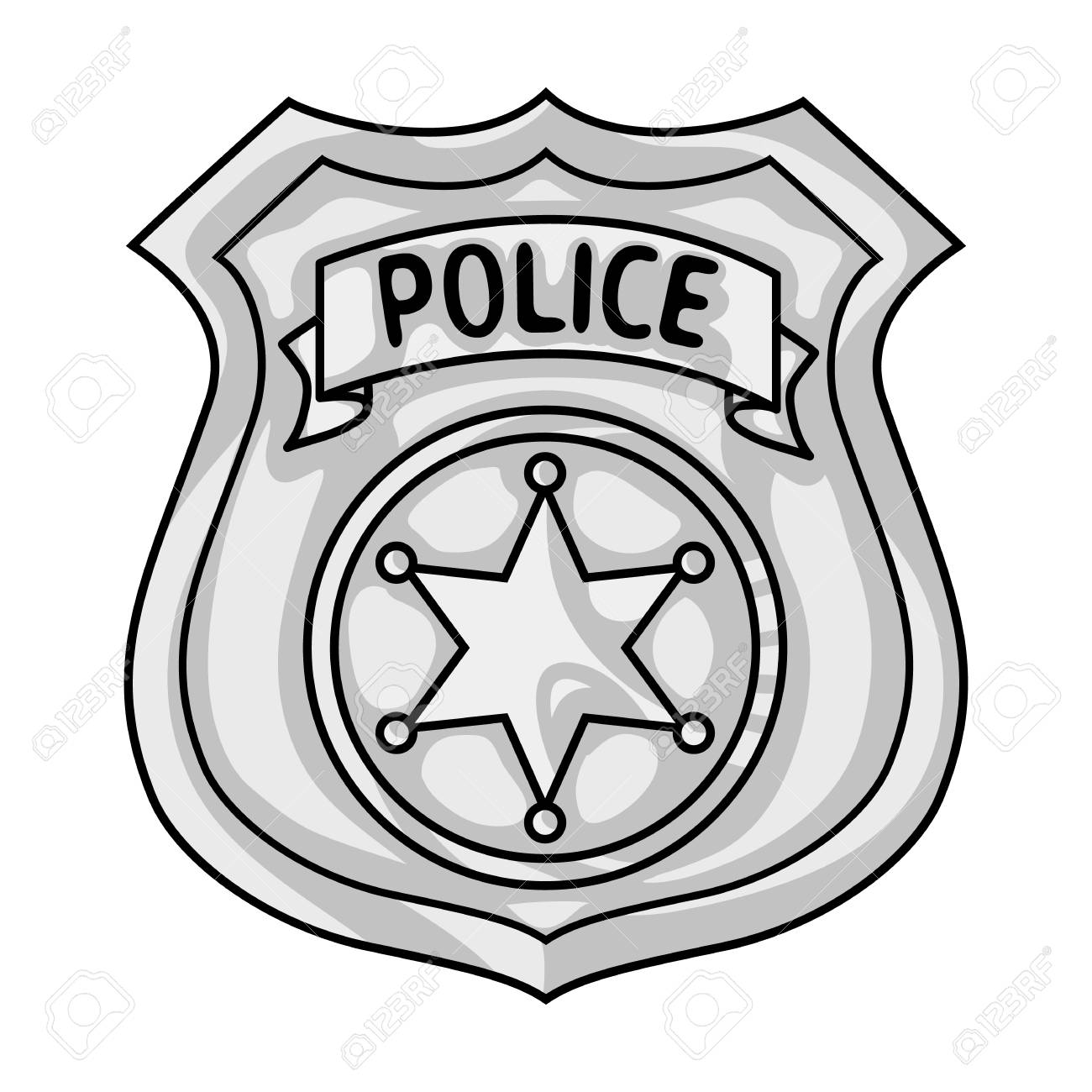 Detail Police Badge Clipart Black And White Nomer 9