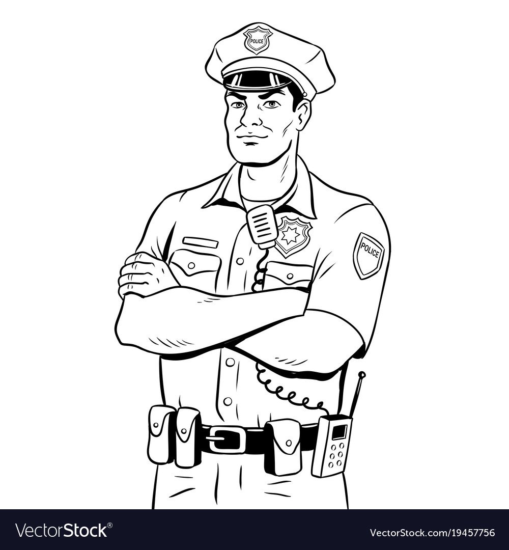 Detail Policeman Clipart Black And White Nomer 15