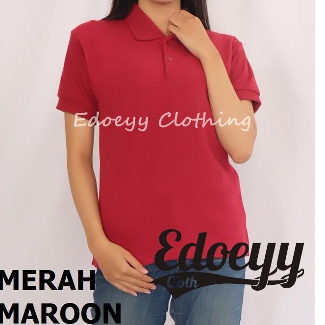 Detail Polo Shirt Merah Maroon Nomer 44