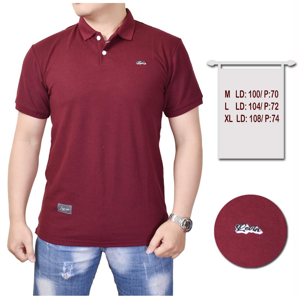 Detail Polo Shirt Merah Maroon Nomer 46