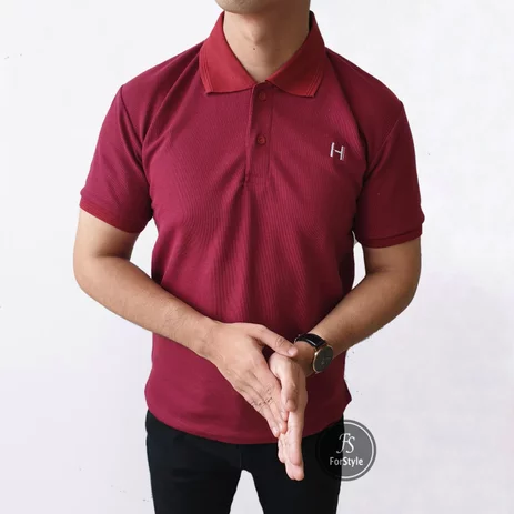 Detail Polo Shirt Merah Maroon Nomer 55