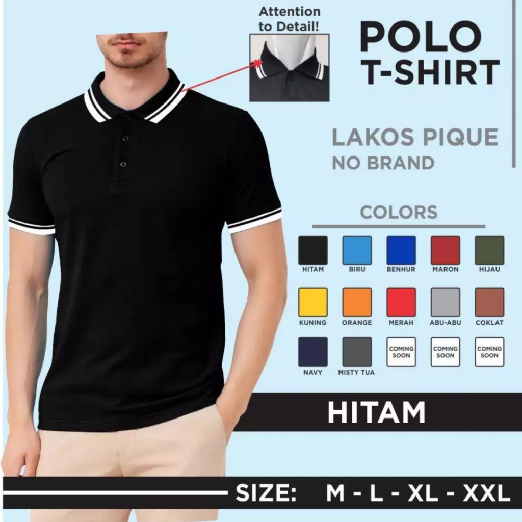 Detail Polo Shirt Polos Hitam Nomer 37