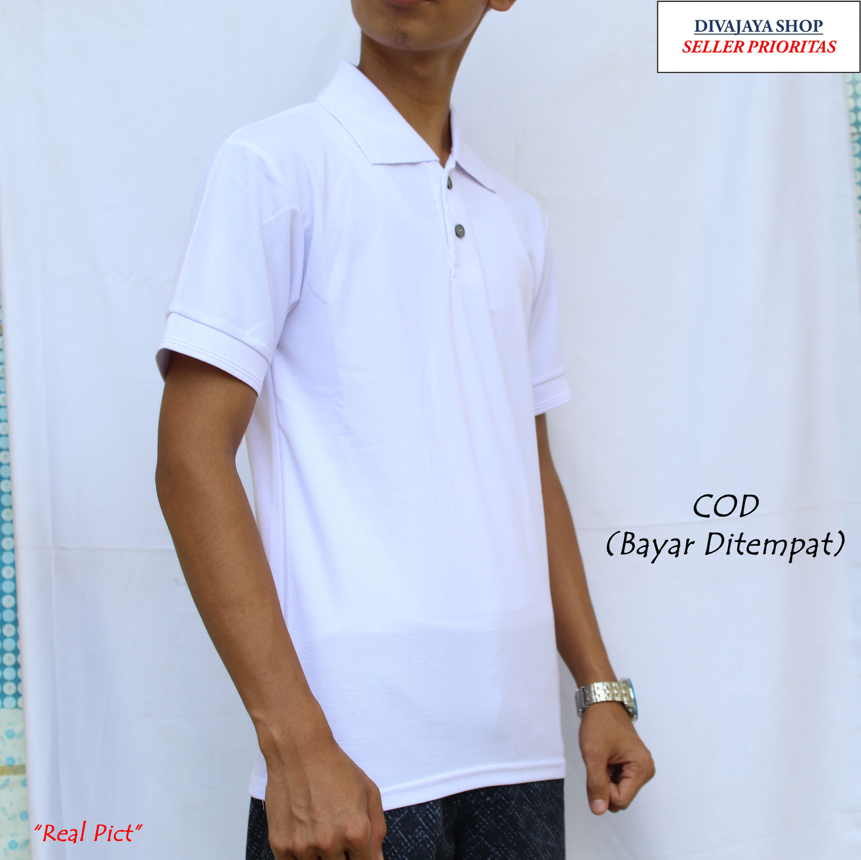 Detail Polo Shirt Putih Polos Depan Belakang Nomer 44